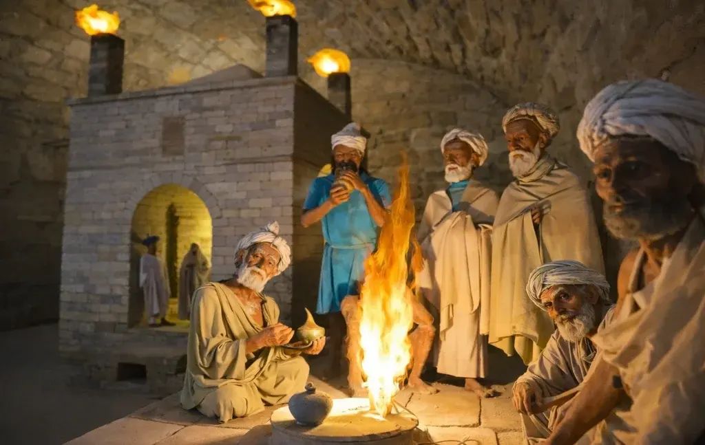 Манекены жрецов зороастризма в храме Атешкях Баку Манекены жрецов зороастризма в храме Атешкях Баку
